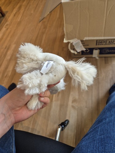 Etam white dog plush soft - etam,
