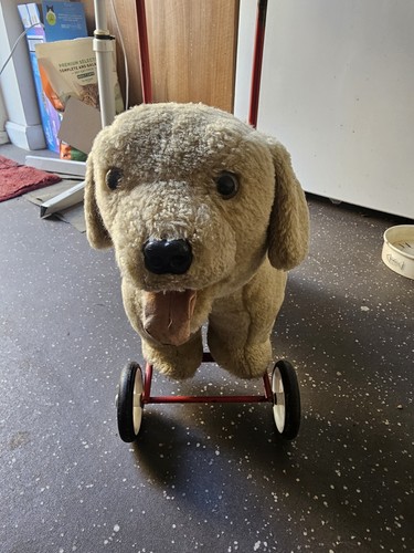 Vintage toy dog wheels - dog,