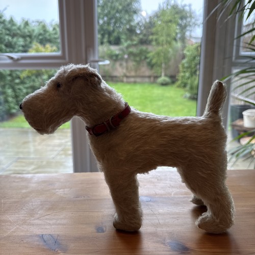 Vintage mohair dog with red - a,